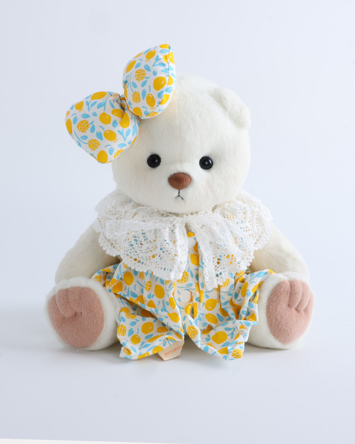 White Short Hair Bear & Lemon Yellow Bud Dress Set of 3 - 12 Inches