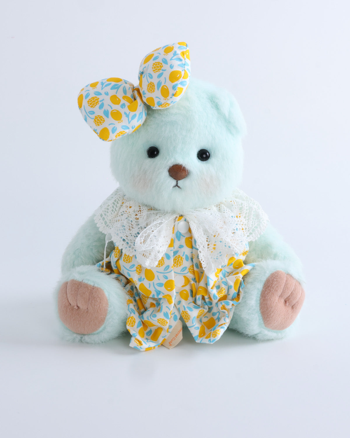 Mint Blue Long Hair Bear & Lemon Yellow Bud Dress Set of 3 - 12 Inches