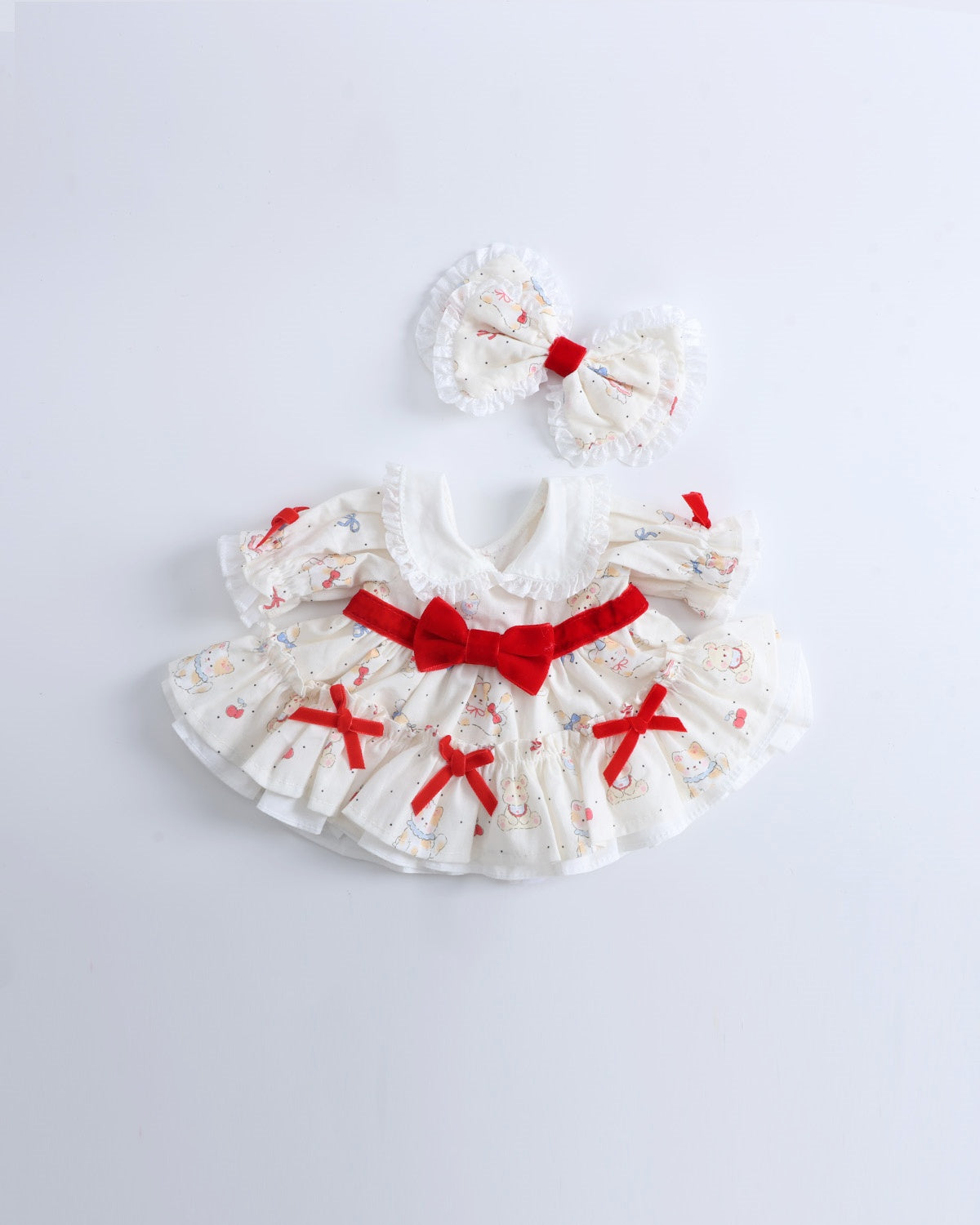 Red Bow Cat Party Dress Set of 2 - 12 Inches