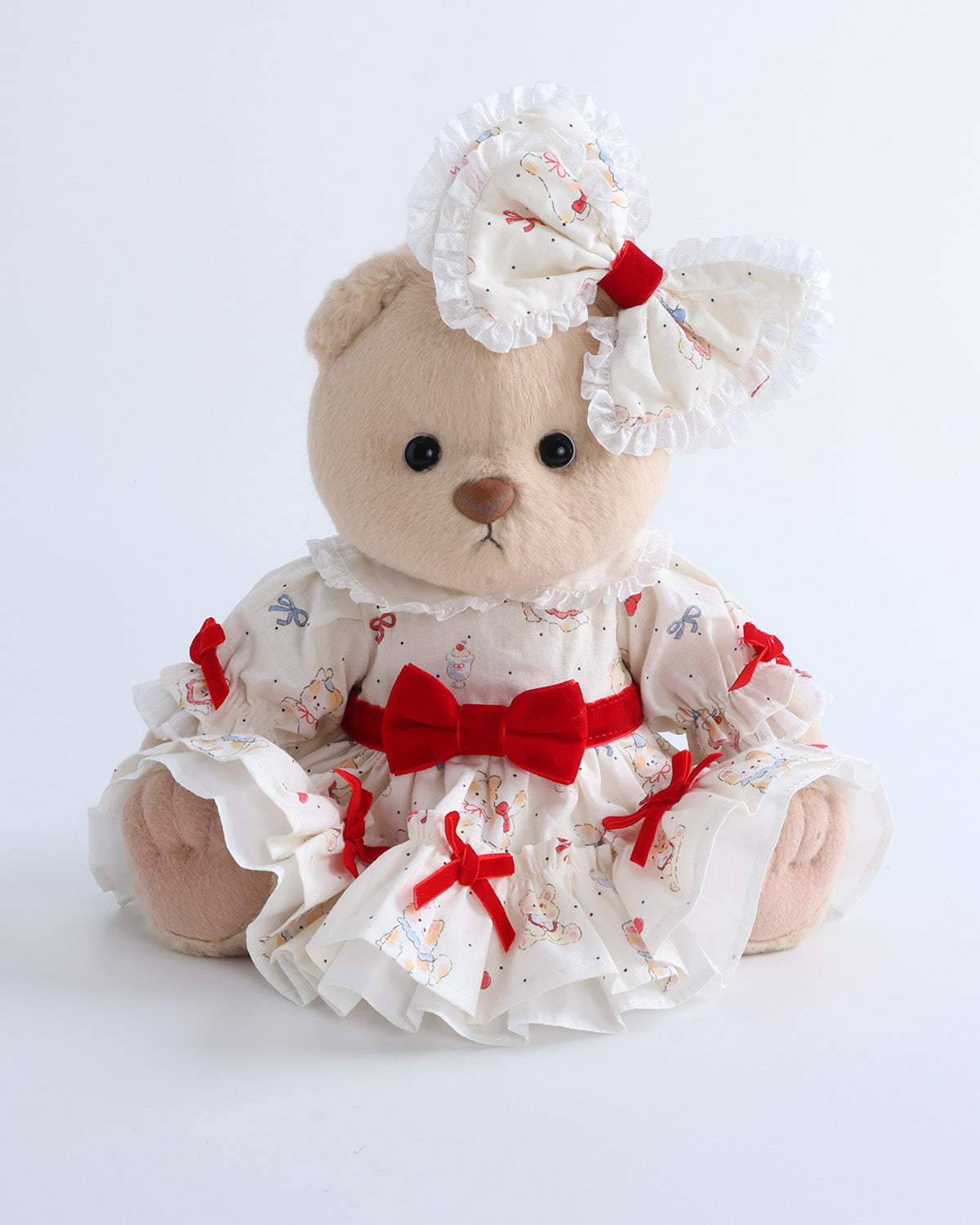 Teddy Bear & Red Bow Cat Party Dress Set of 2 - 12 Inches