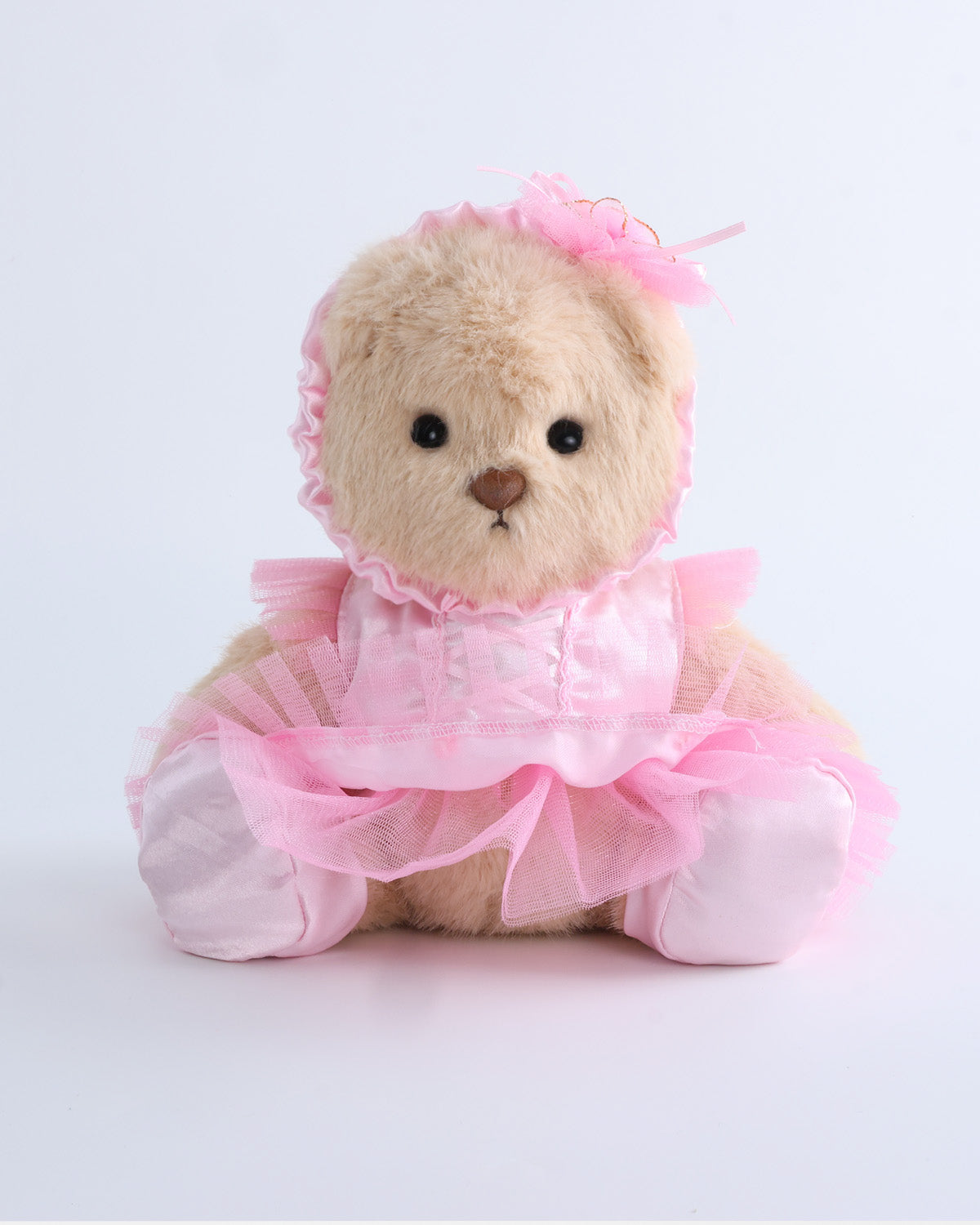 Milk Tea Long Hair Bear & Pink Misty Ballet Dress Set of 3 - 12 Inches