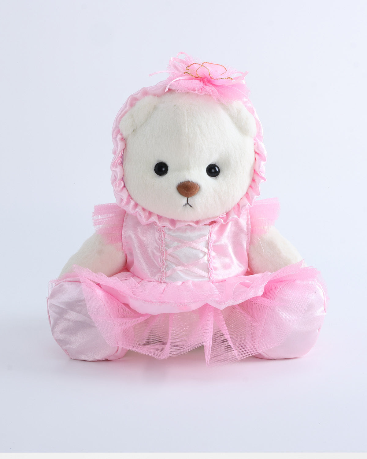 White Short Hair Bear & Pink Misty Ballet Dress Set of 3 - 12 Inches