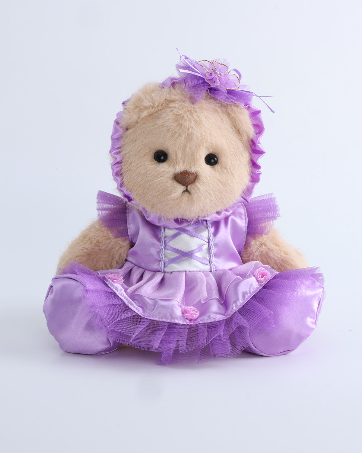 Milk Tea Long Hair Bear & Purple Misty Ballet Dress Set of 3 - 12 Inches
