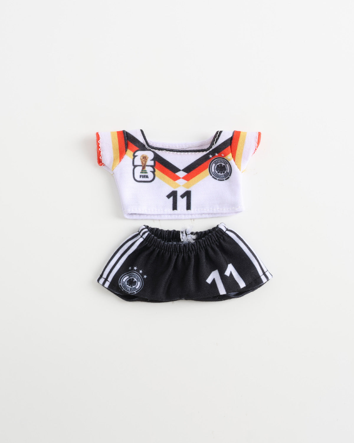 White-Black Striped Number 11 Soccer Jersey Set of 2 - 6 Inches