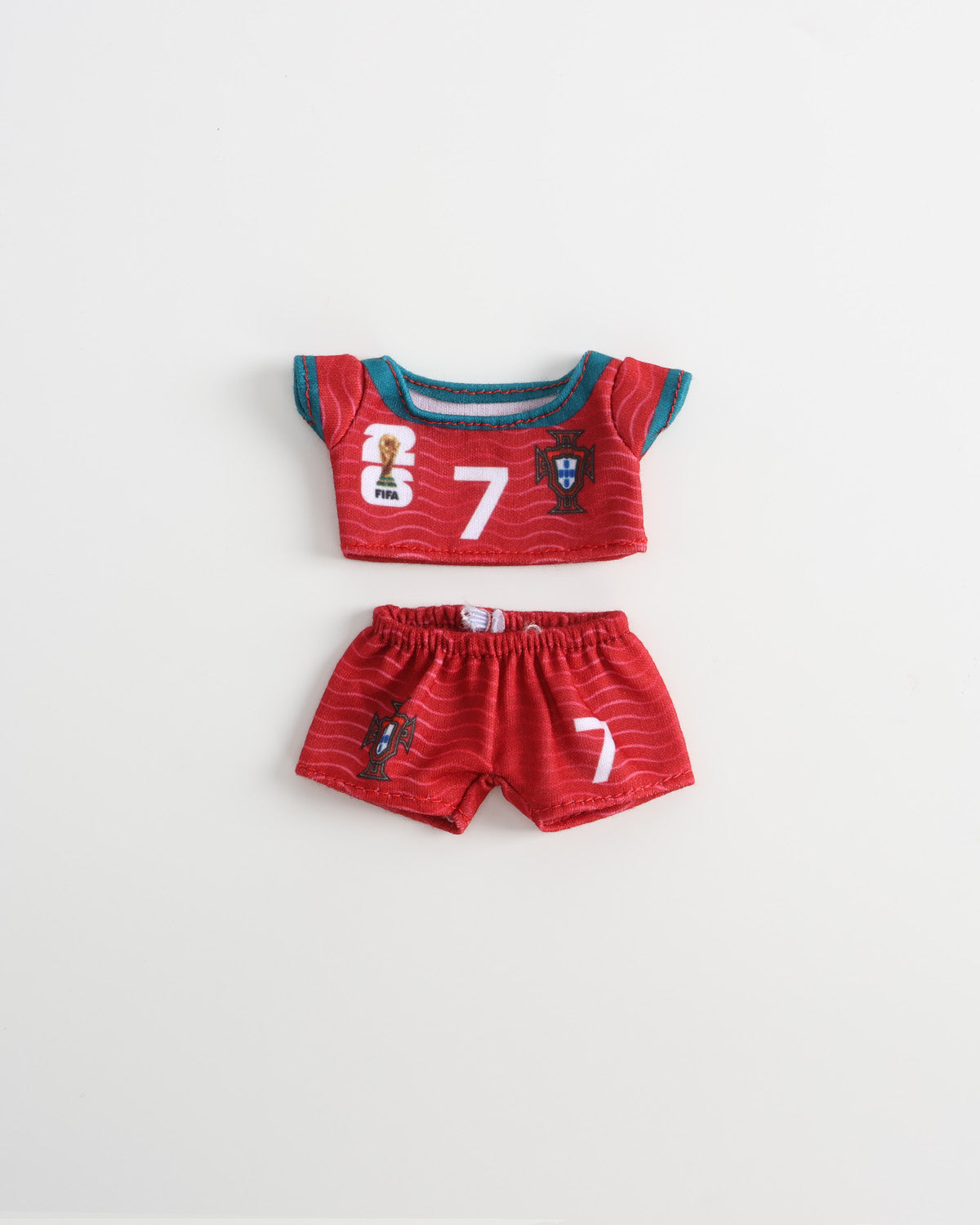 Red Number 7 Soccer Jersey with Teal Trim Set of 2 - 6 Inches