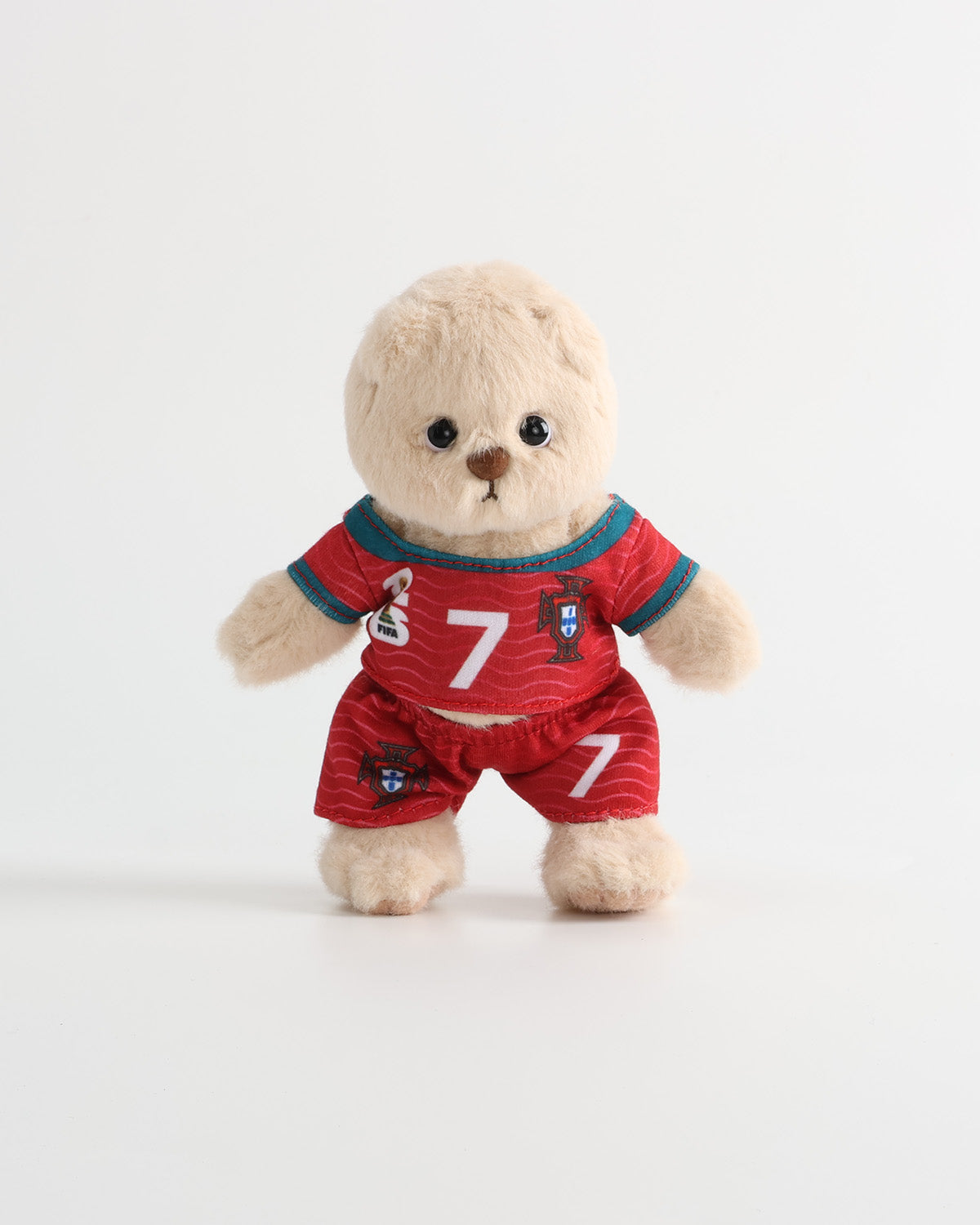 Teddy Bear & Red Number 7 Soccer Jersey with Teal Trim Set of 2 - 6 Inches