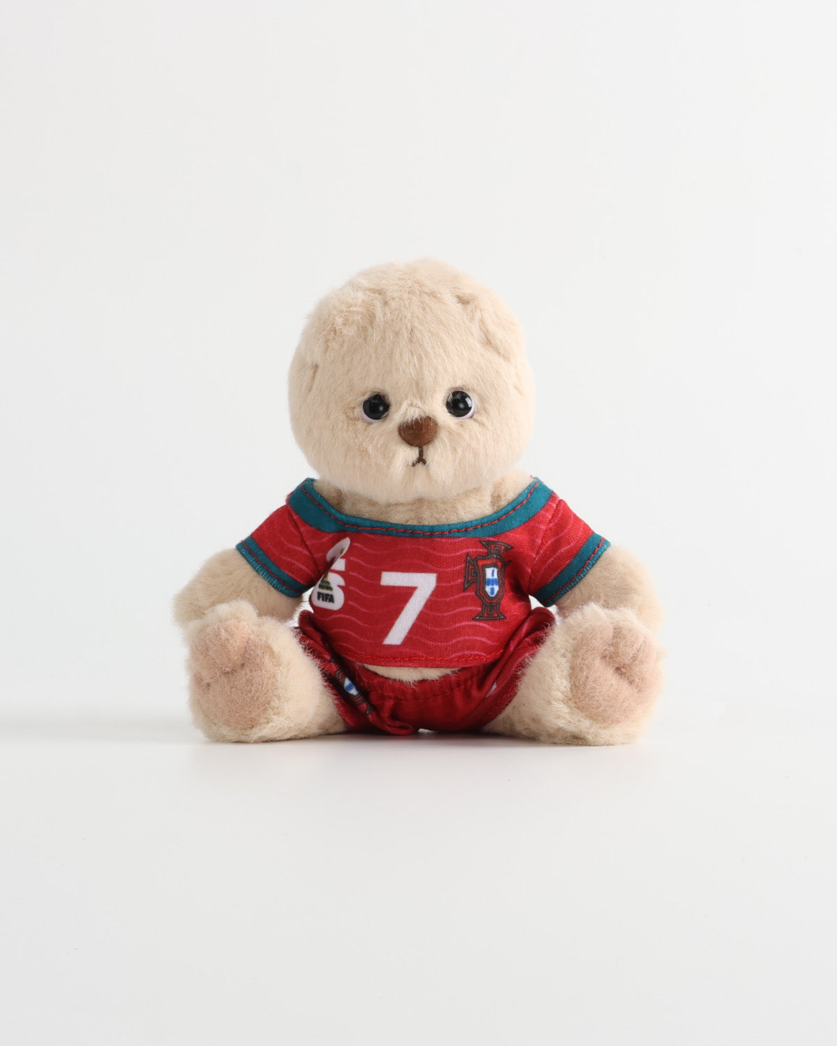 Teddy Bear & Red Number 7 Soccer Jersey with Teal Trim Set of 2 - 6 Inches