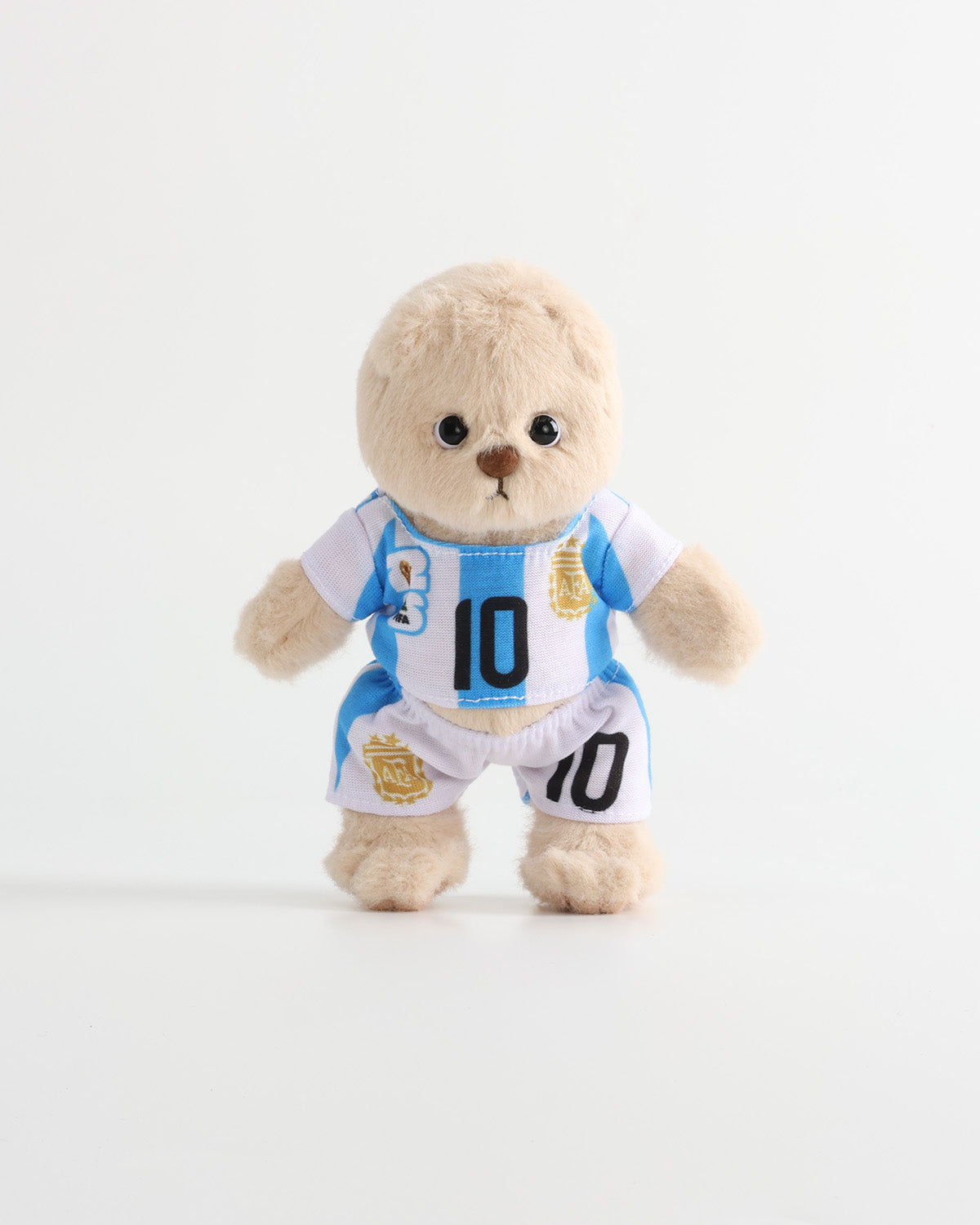 Teddy Bear & Blue-White Striped Number 10 Soccer Jersey Set of 2 - 6 Inches