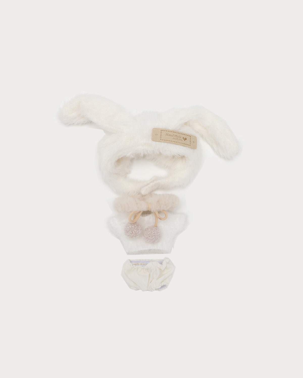 White Plush Long-Eared Bunny  Set of 4 - 6 Inches