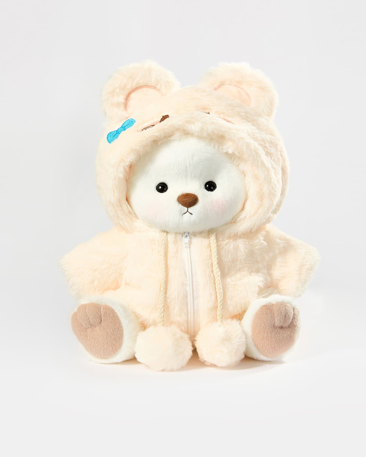 White Short Hair Bear & Yellow Plush Rabbit Jumpsuit - 12 Inches