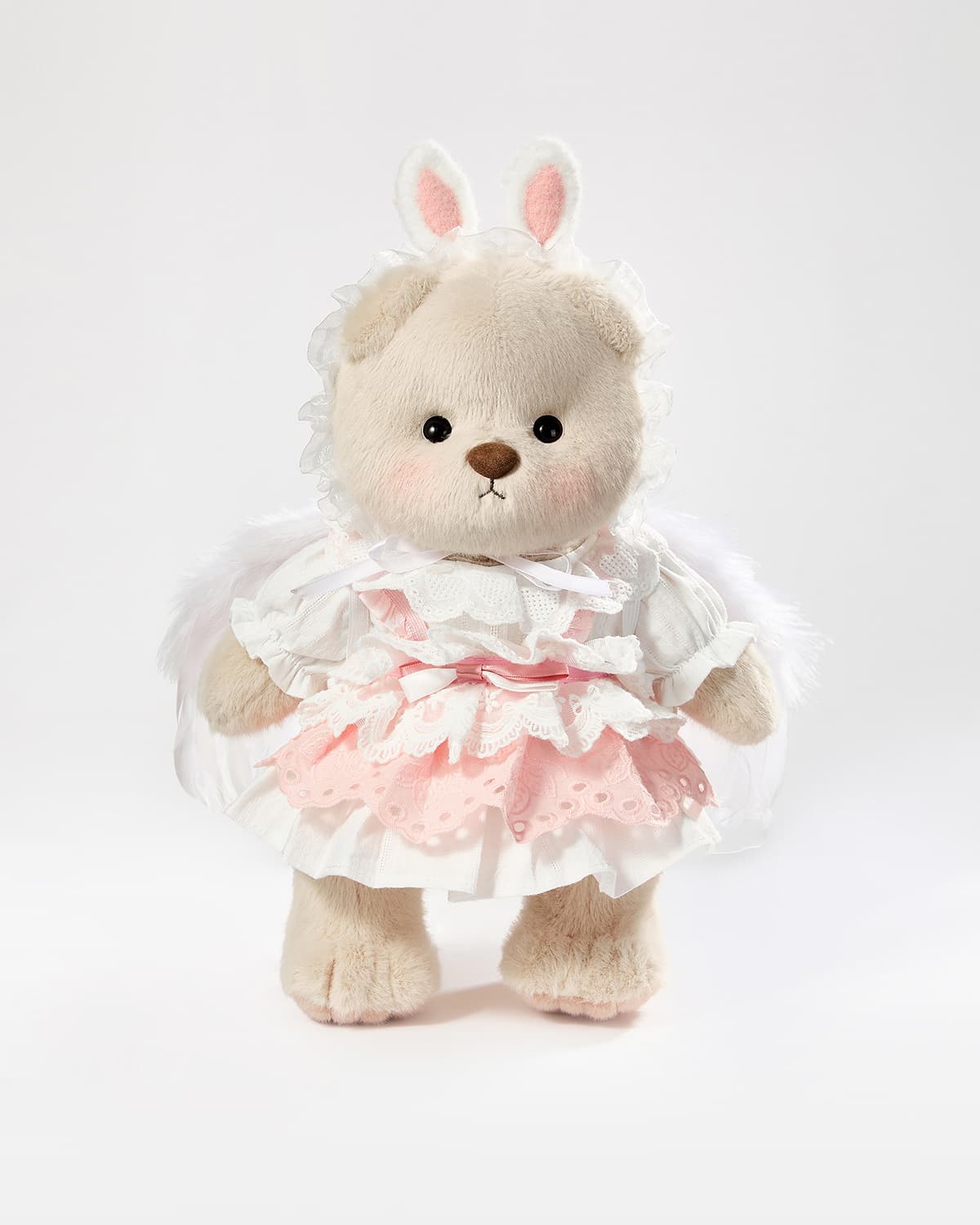 Teddy Bear & Pink Bunny Dress With Wings - 12 Inches