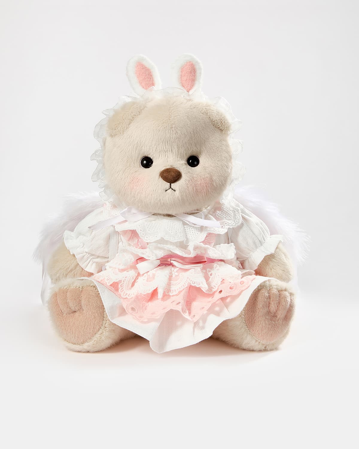 Teddy Bear & Pink Bunny Dress With Wings - 12 Inches
