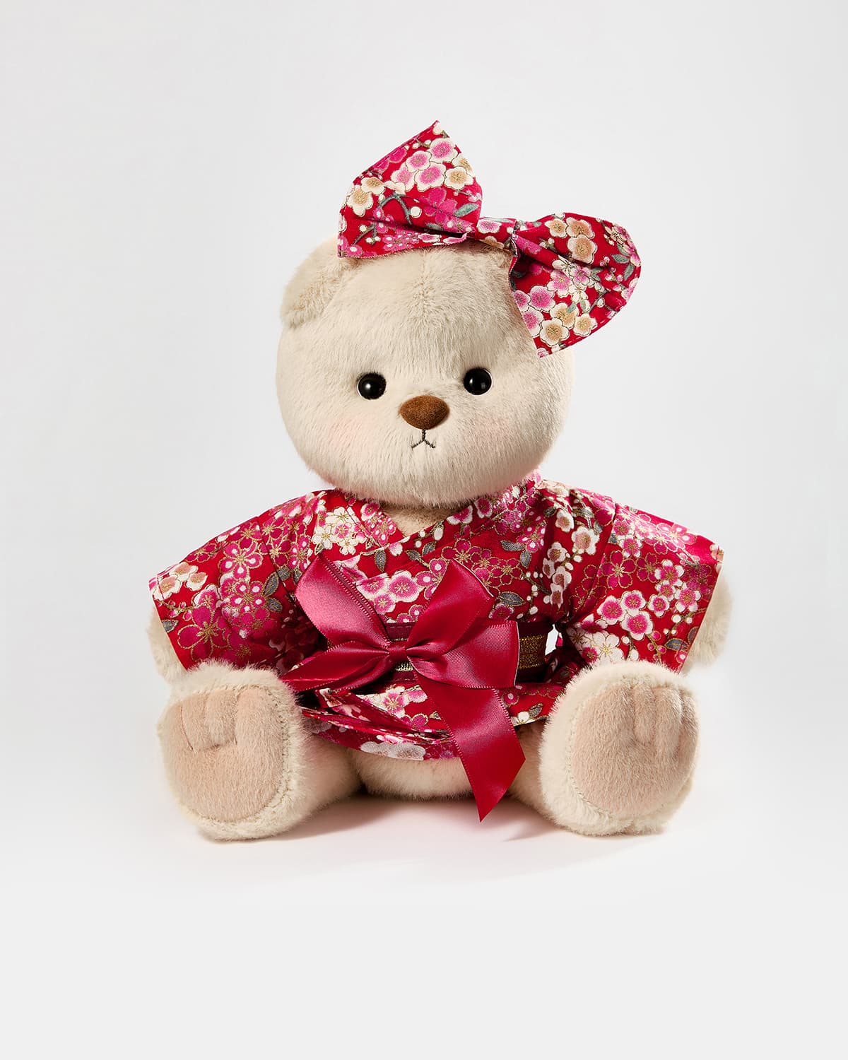 Teddy Bear & Red Kimono Dress- 12 Inches
