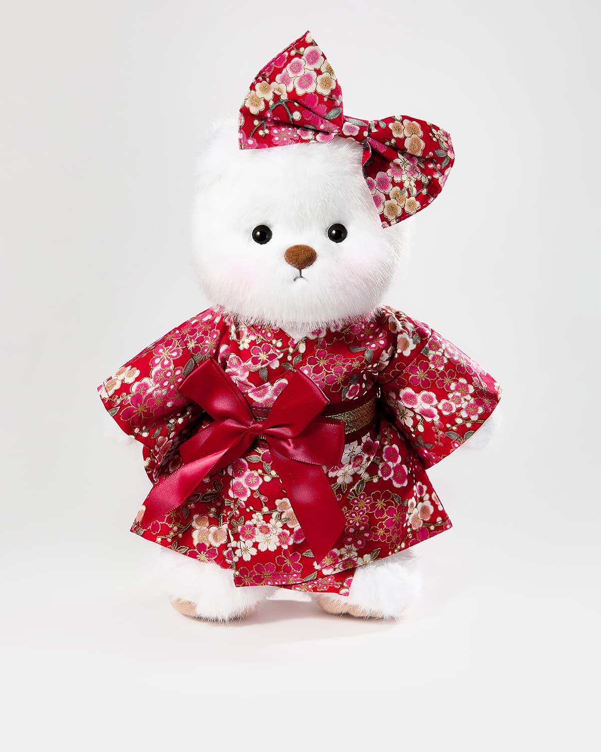 Teddy Bear & Red Kimono Dress- 12 Inches