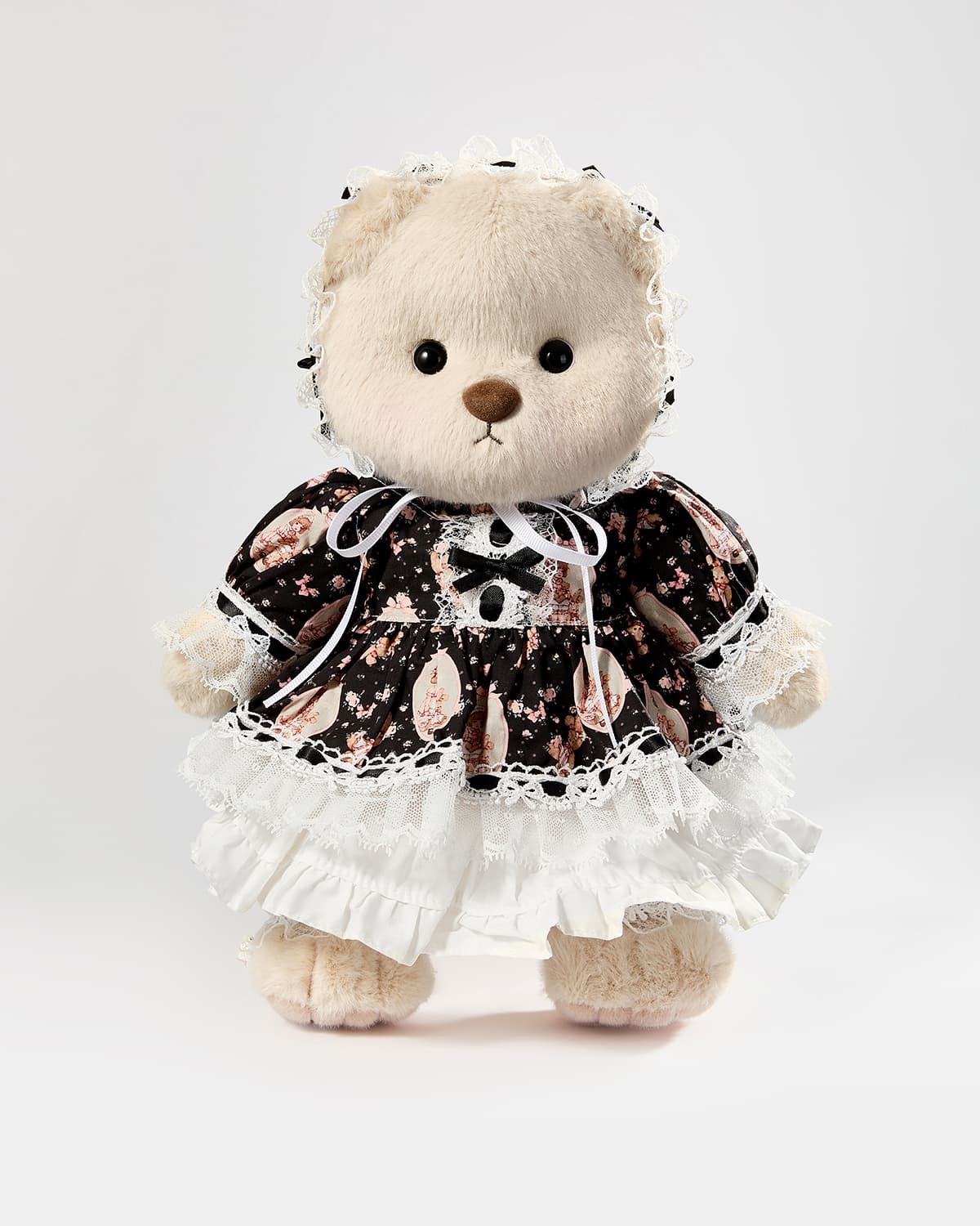 Teddy Bear & Black Lace Lolita Dress - 12 Inches