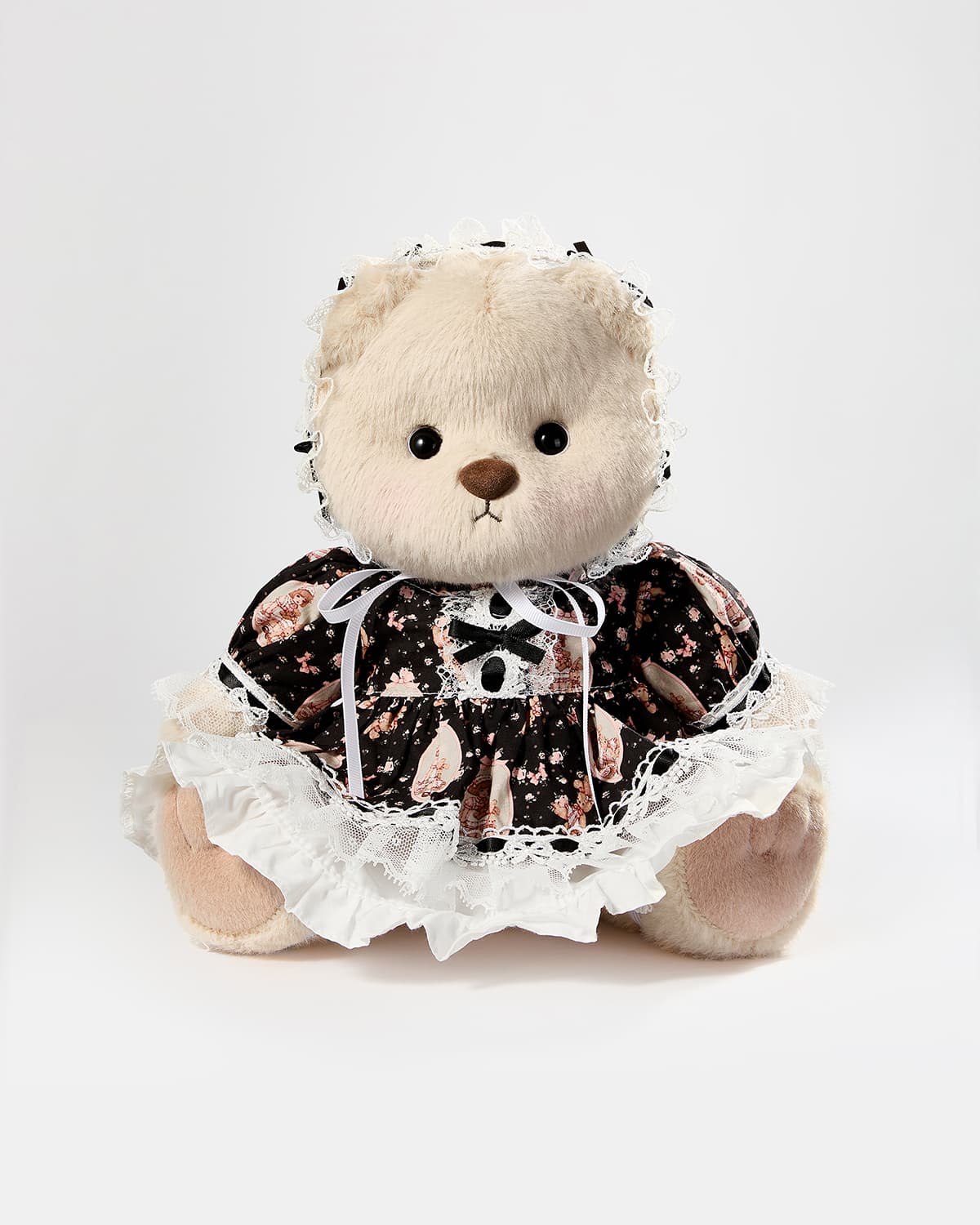 Teddy Bear & Black Lace Lolita Dress - 12 Inches
