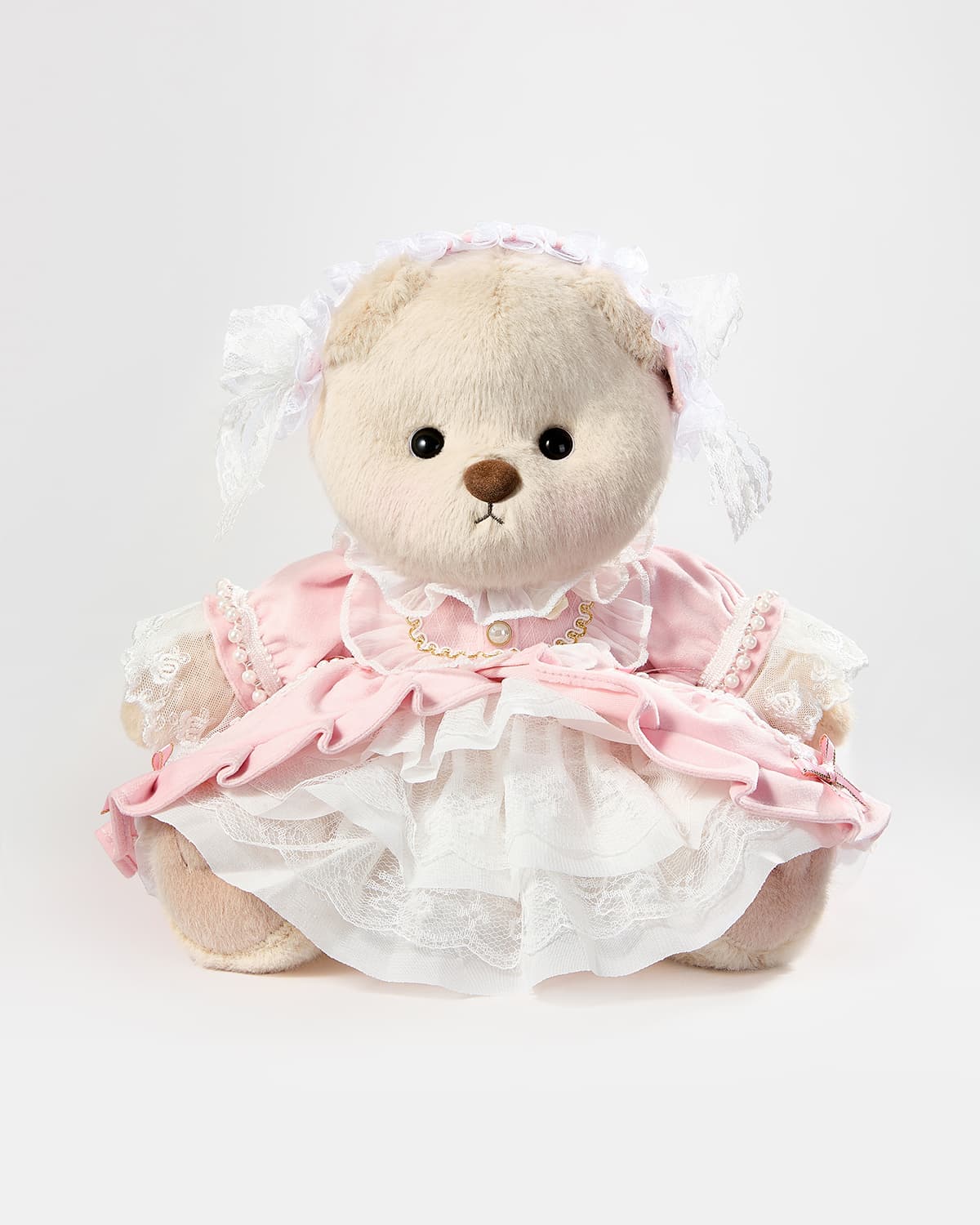 Teddy Bear & Gorgeous Pink Lace Dress - 12 Inches