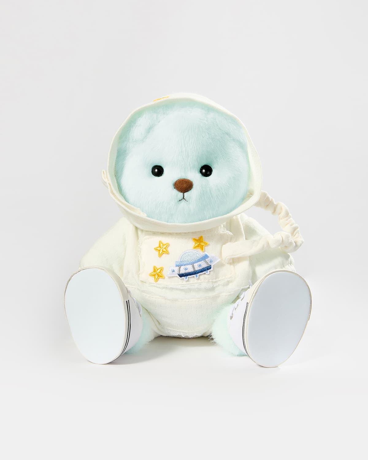 Mint Blue Long Hair Bear & Astronaut Jumpsuit - 12 Inches