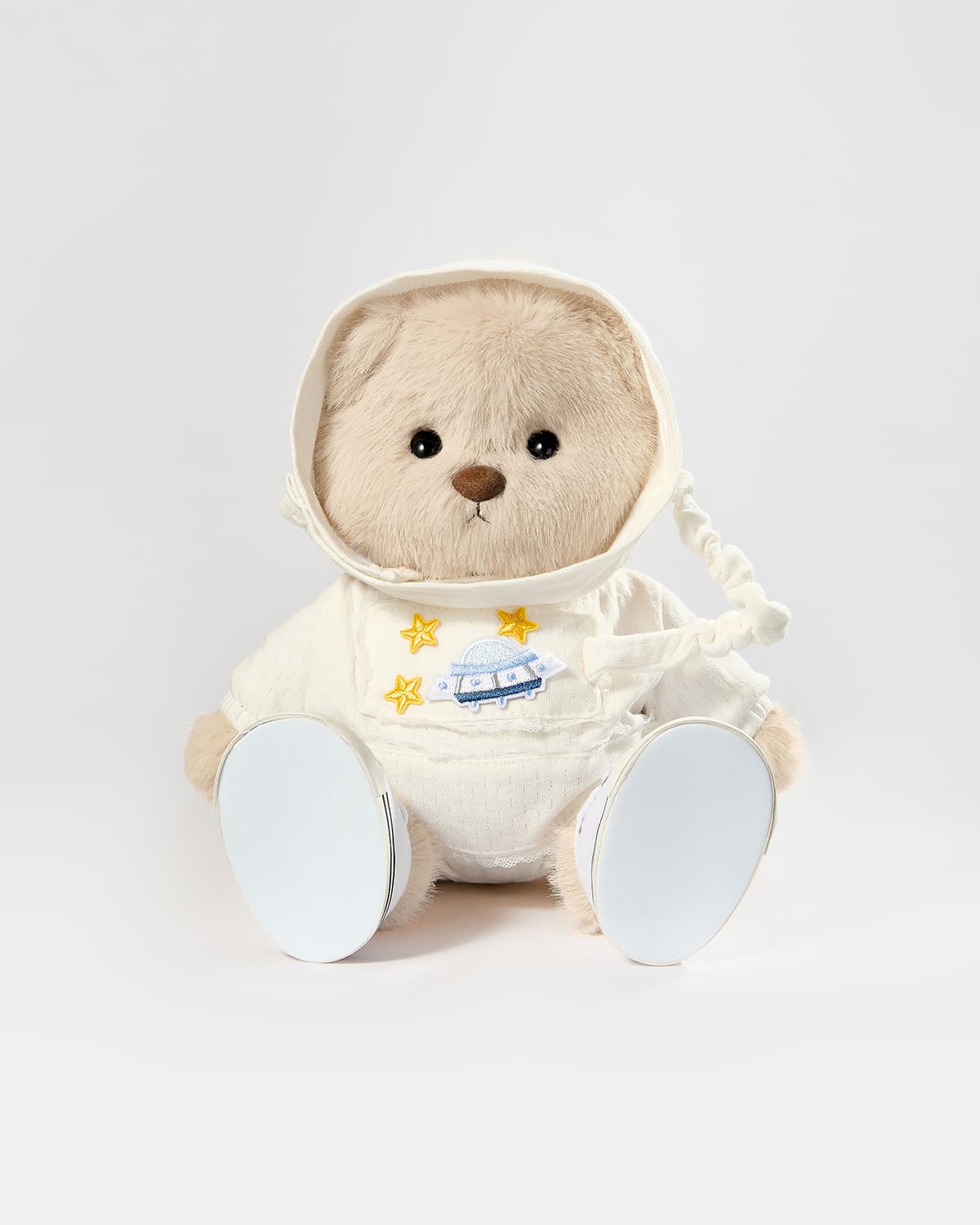 Milk Tea Long Hair Bear & Astronaut Jumpsuit - 12 Inches