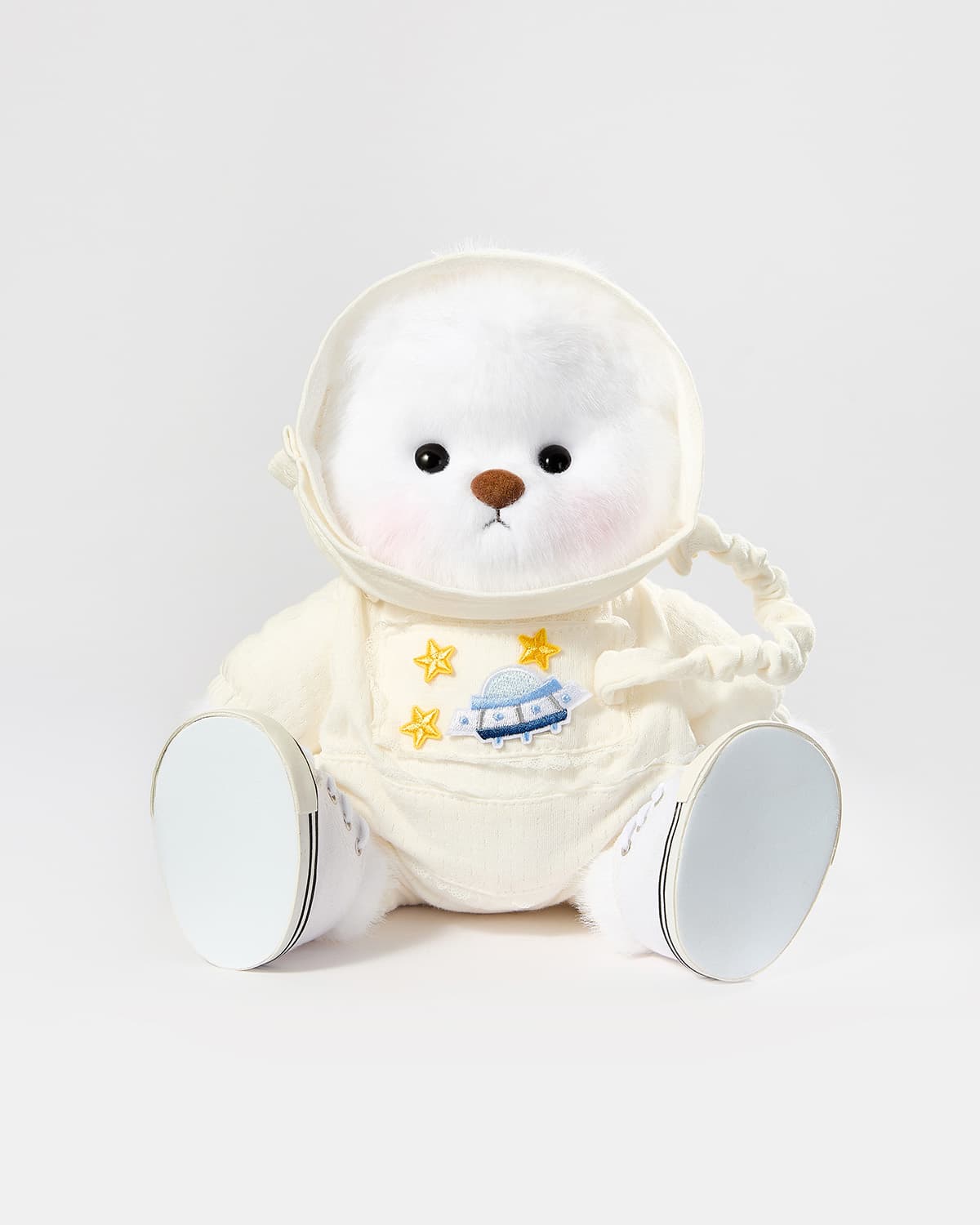 White Long Hair Bear & Astronaut Jumpsuit - 12 Inches