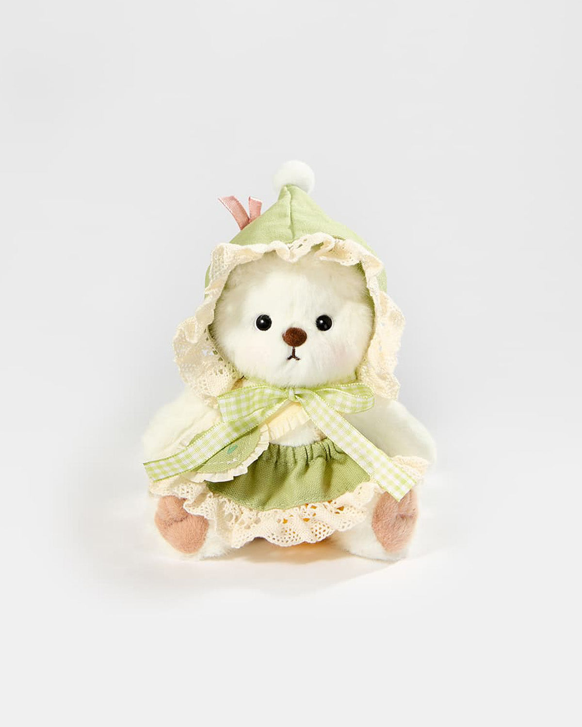 White Short Hair Bear & Light Green Elf Set - 6 Inches