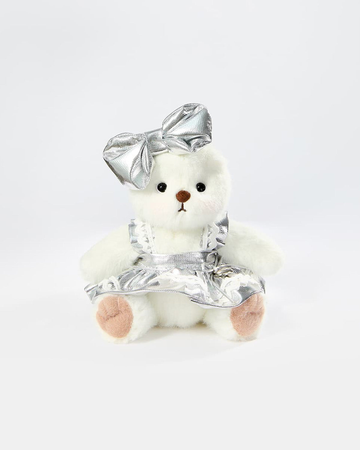White Short Hair Bear & Silver Moonlight Dress - 6 Inches