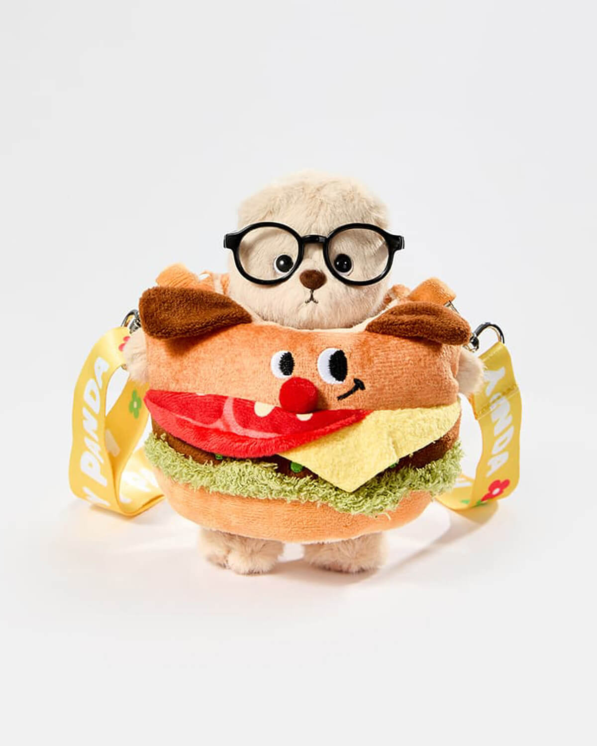 Teddy Bear & Hamburger Bag With Strap - 6 Inches