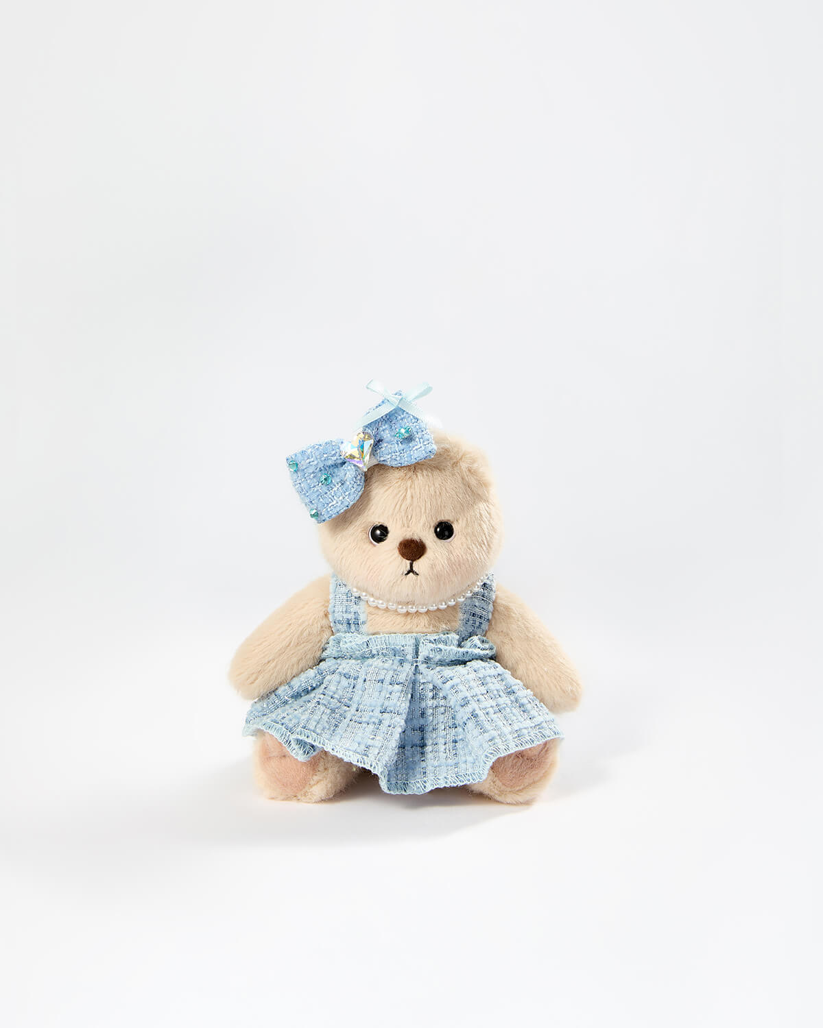 Milk Tea Short Hair Bear & Blue Elegant Dress Set - 6 Inches