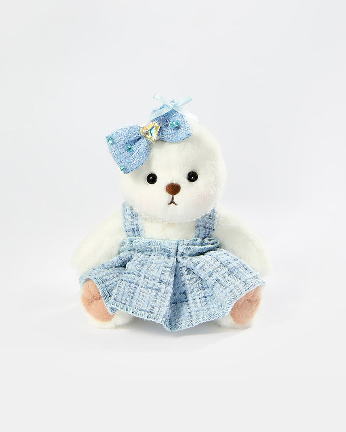 White Short Hair Bear & Blue Elegant Dress Set - 6 Inches