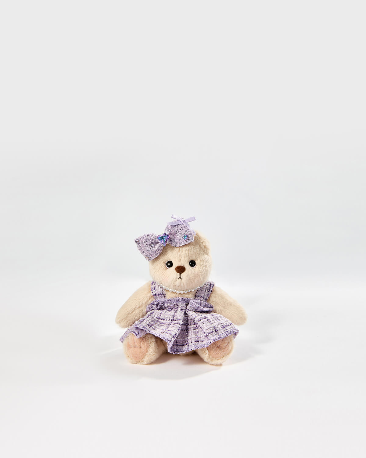 Milk Tea Short Hair Bear & Purple Elegant Dress Set - 6 Inches