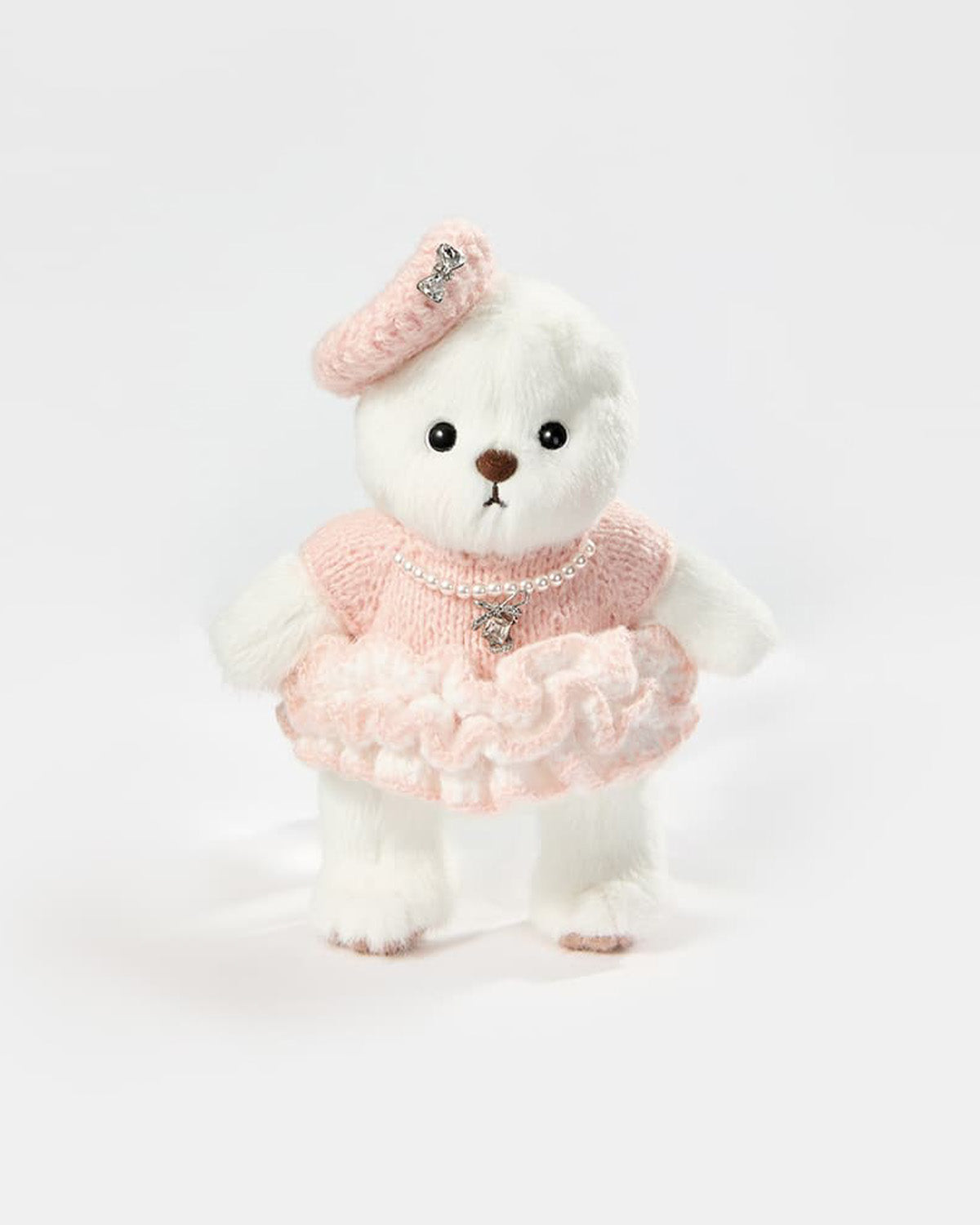 Teddy Bear & Pink Knit Cake Dress - 6 Inches