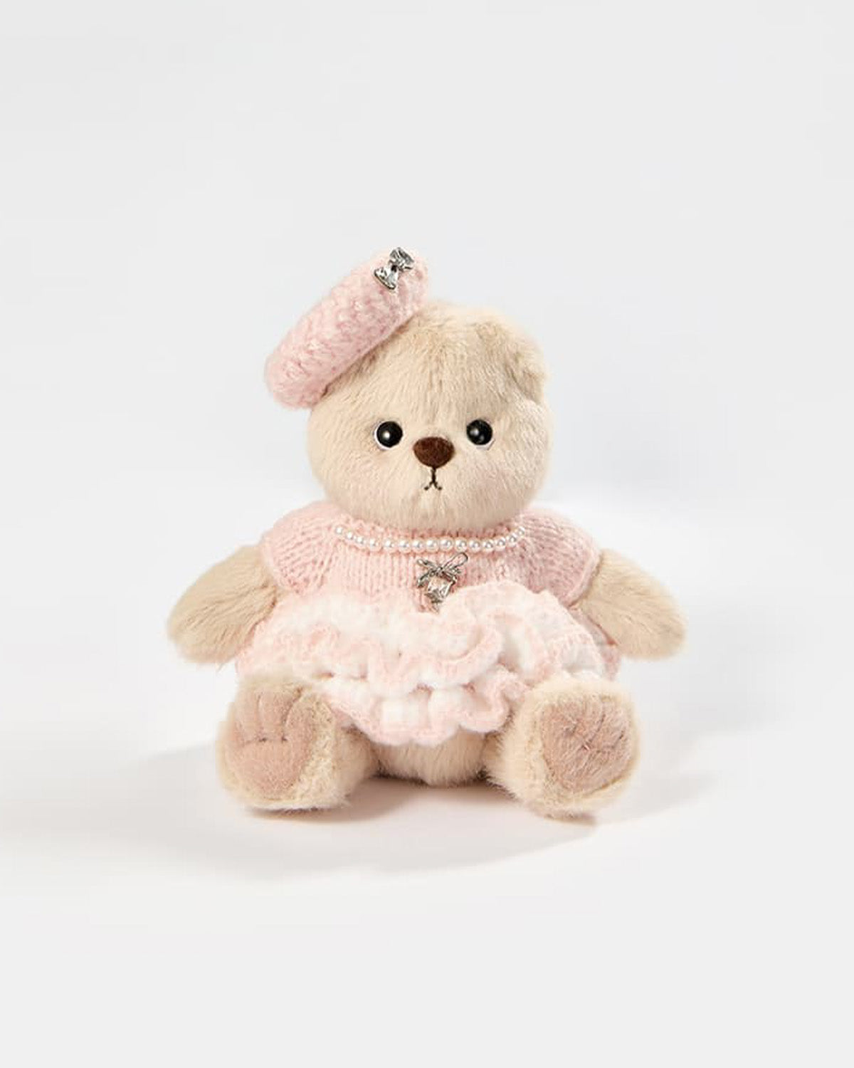 Teddy Bear & Pink Knit Cake Dress - 6 Inches