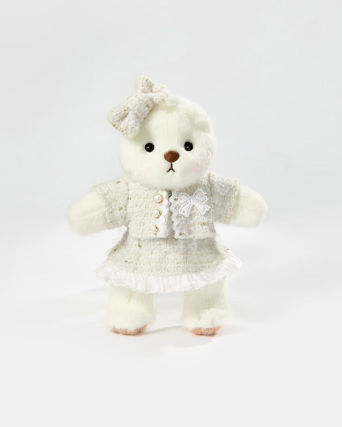 Teddy Bear & White Elegant Dress Set - 6 Inches