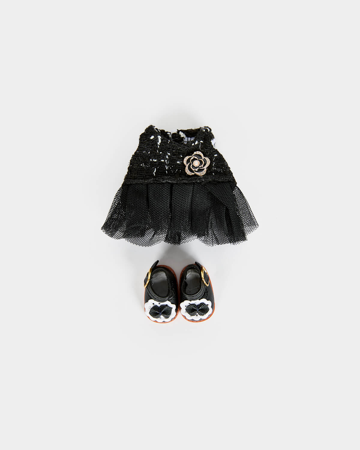 Black Gauze Dress Set - 6 Inches
