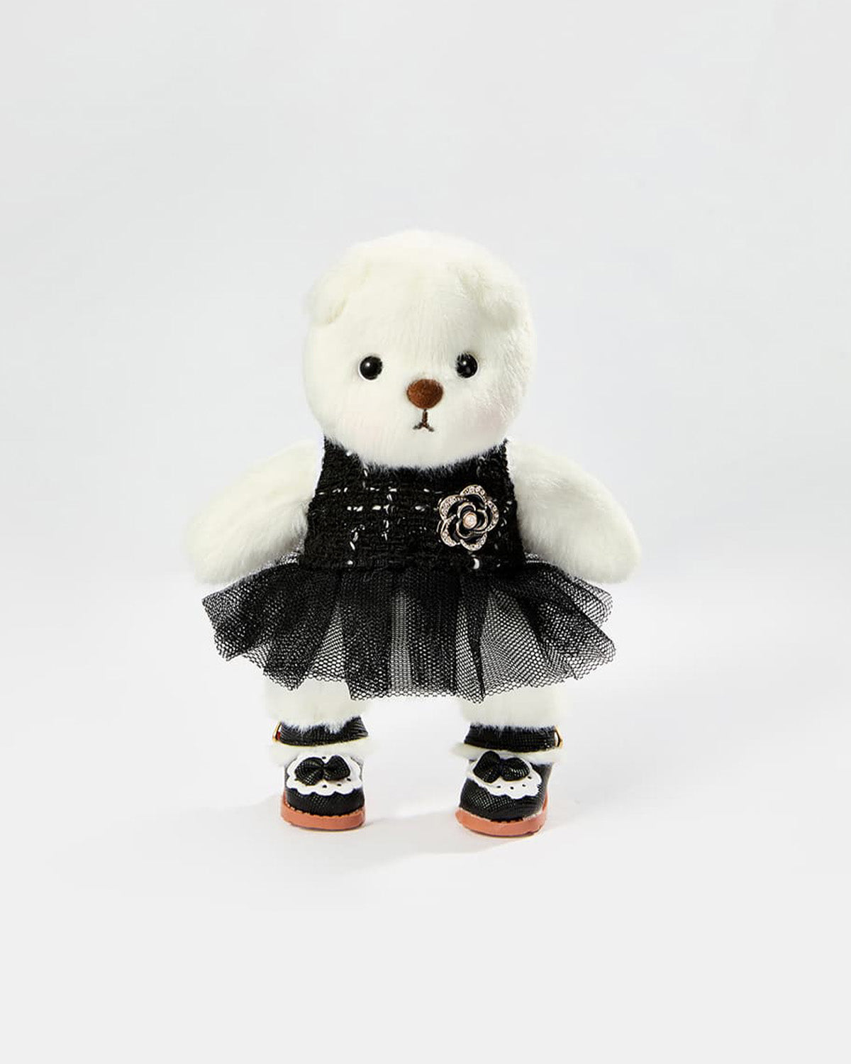 Teddy Bear & Black Gauze Dress Set - 6 Inches