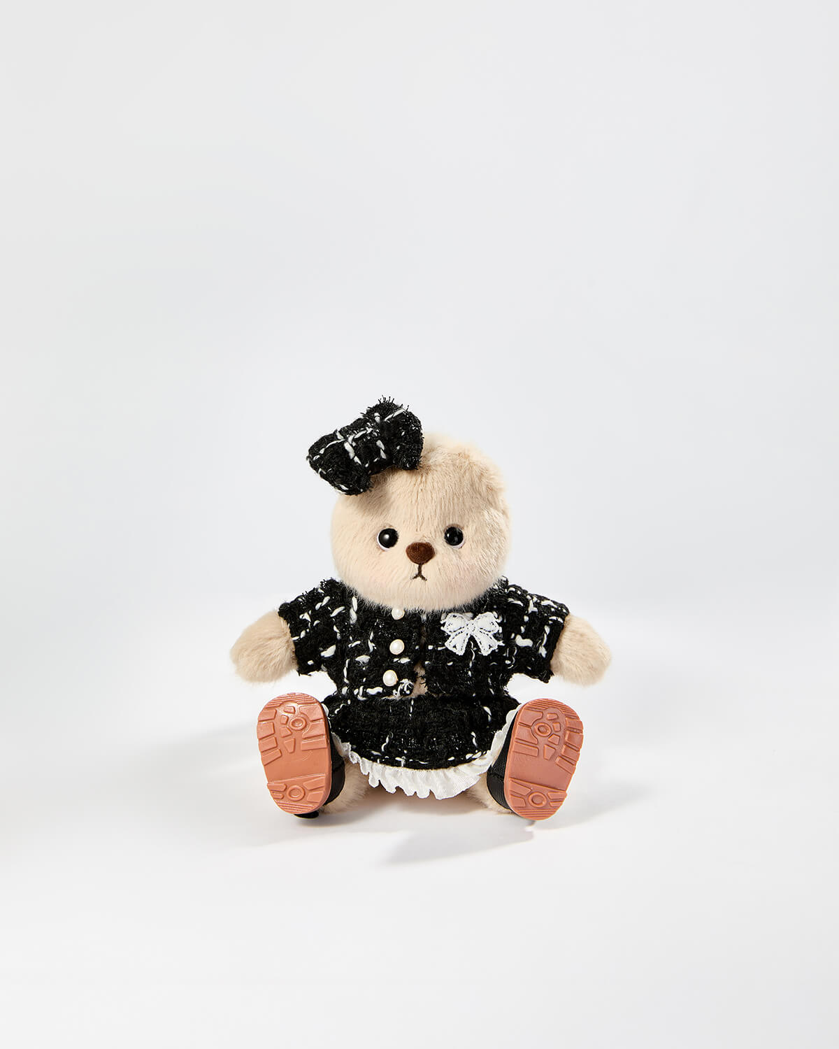 Milk Tea Short Hair Bear & Black Elegant Dress Set - 6 Inches