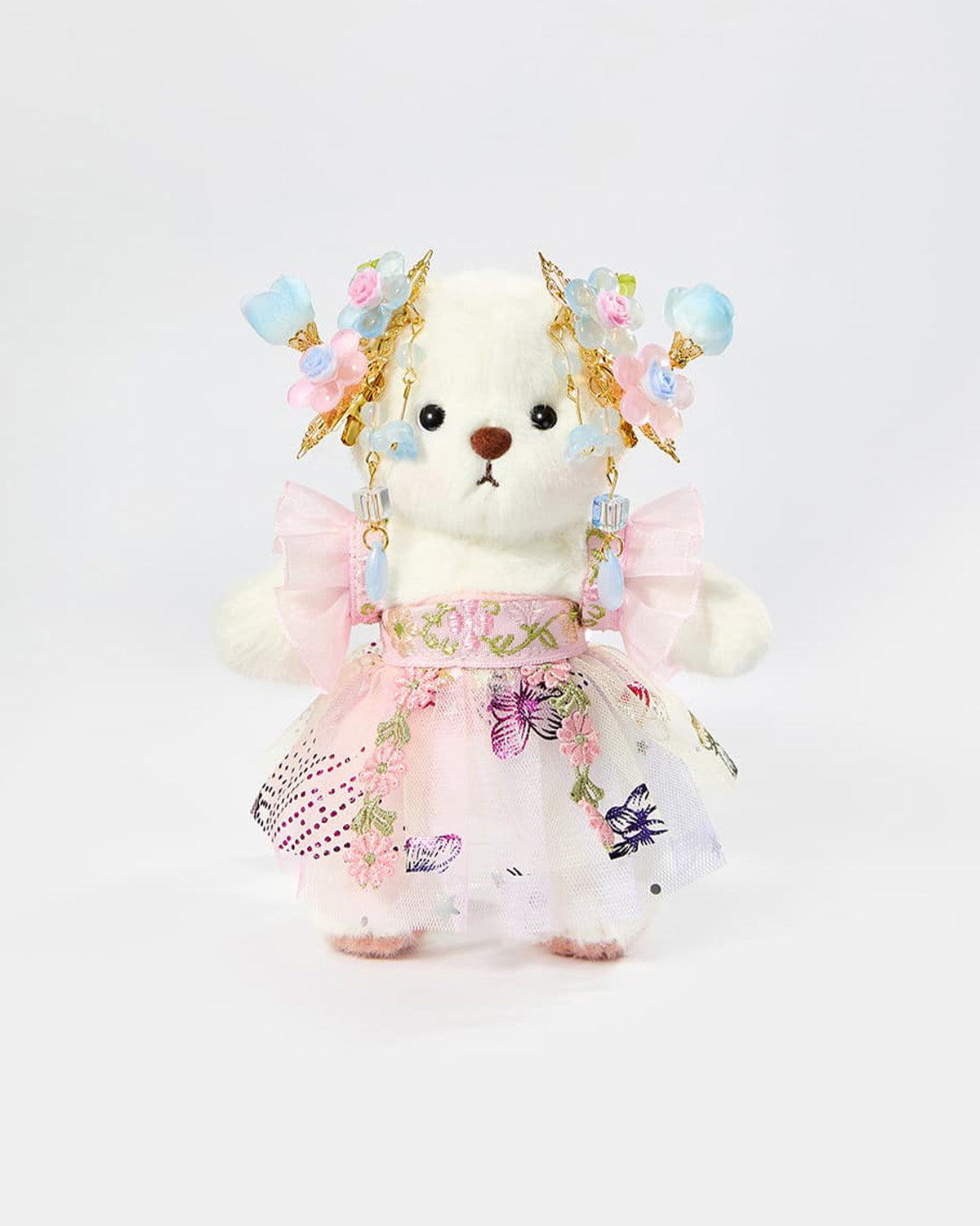 Teddy Bear & Butterfly Dream Flower Hanfu - 6 Inches