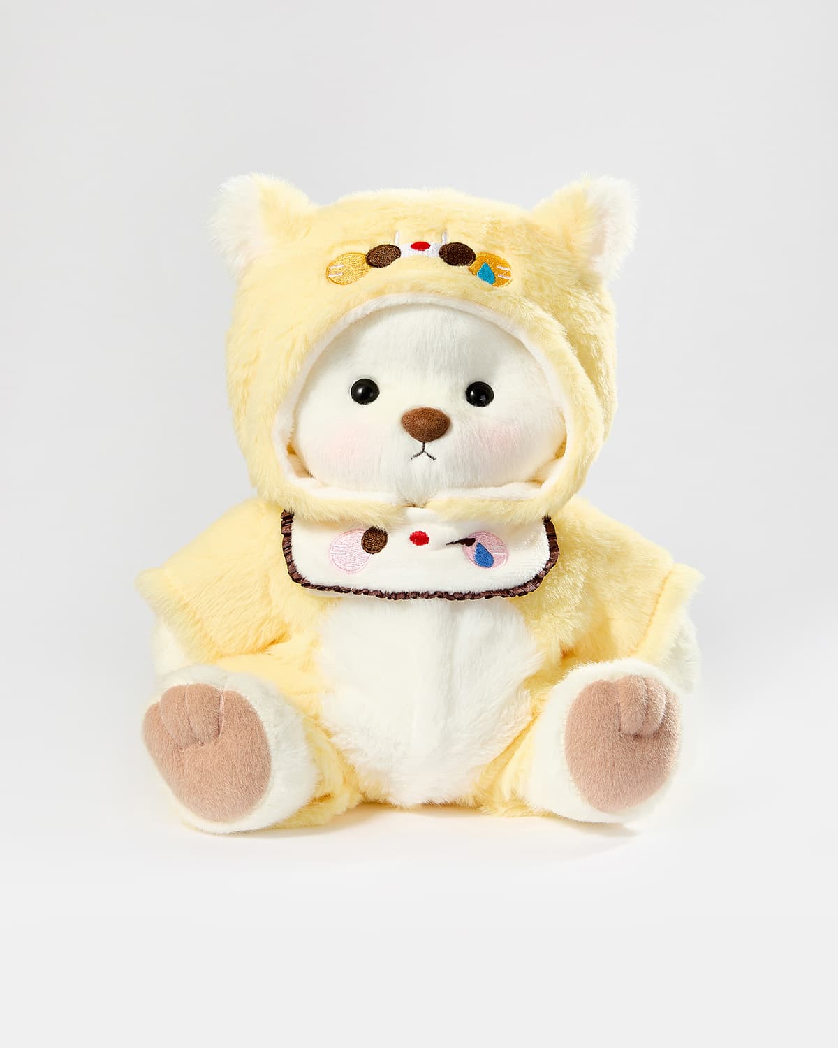 White Short Hair Bear & Yellow Puppy Jumpsuit - 12 Inches