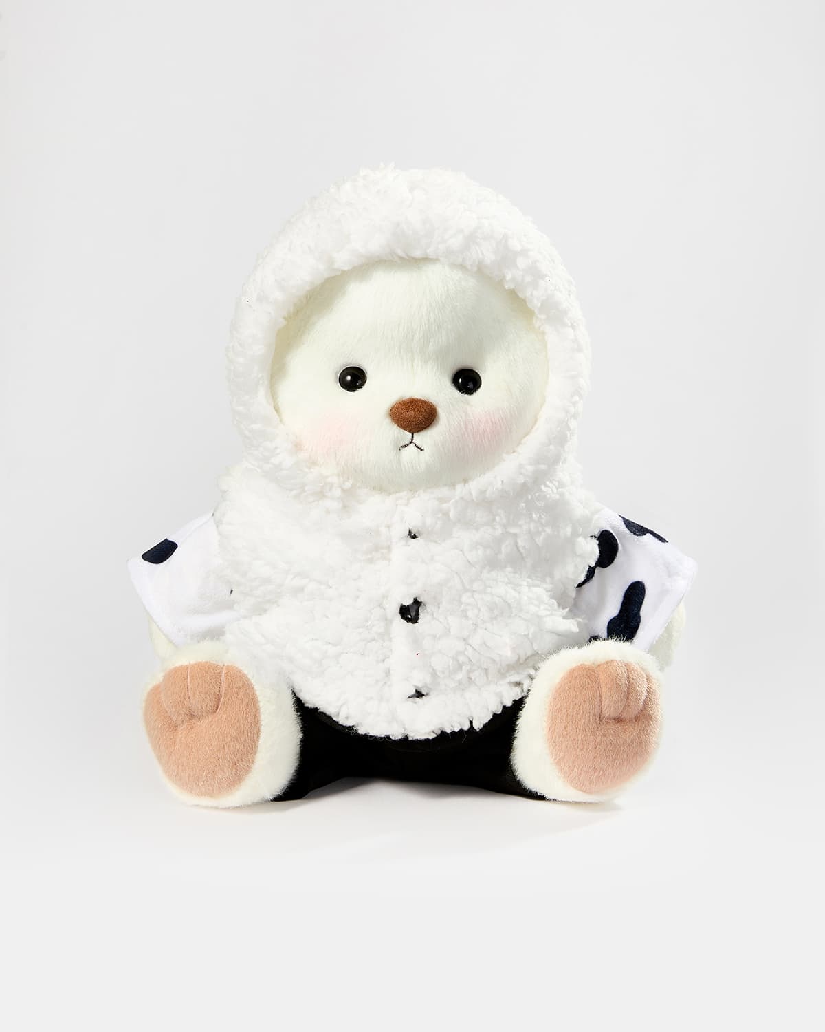 White Short Hair Bear & Cute Cow Jumpsuit - 12 Inches