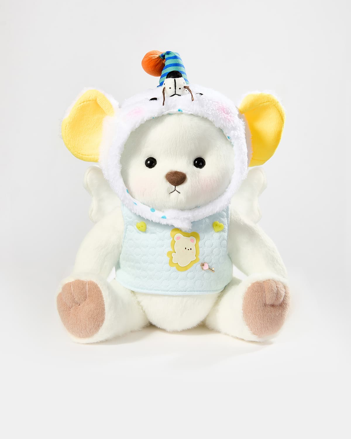 White Short Hair Bear & Angel Big-eared Rat Set - 12 Inches