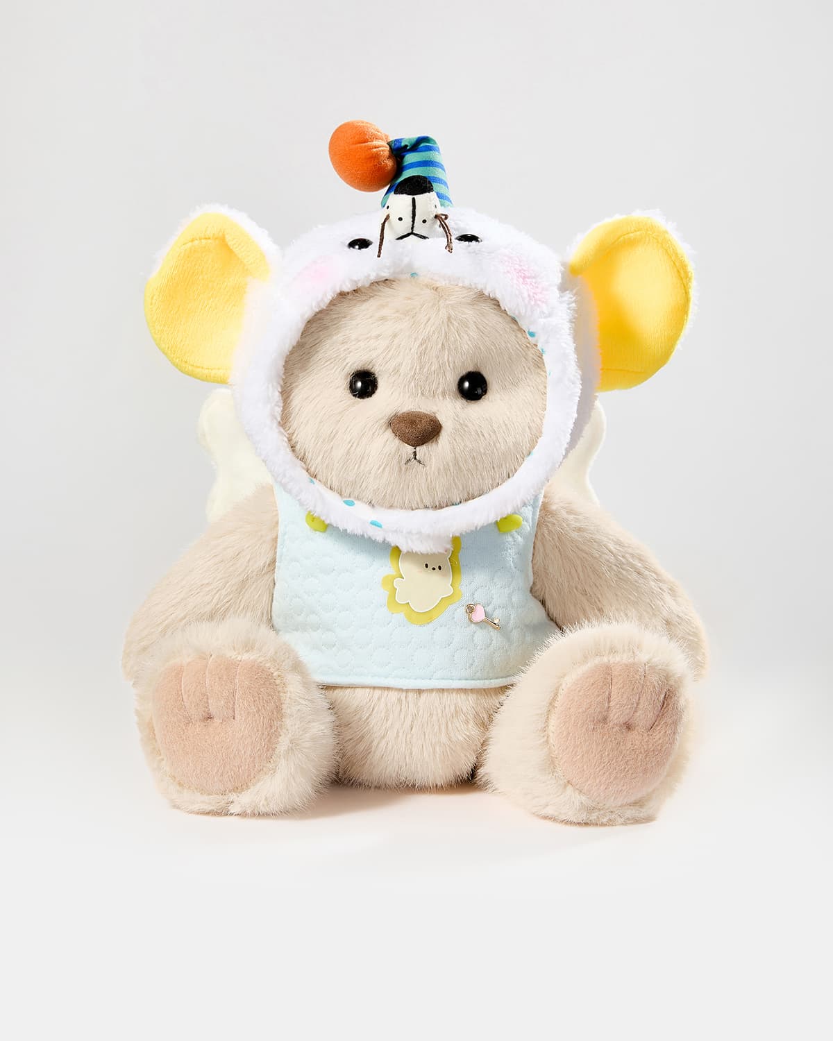 Milk Tea Long Hair Bear & Angel Big-eared Rat Set - 12 Inches
