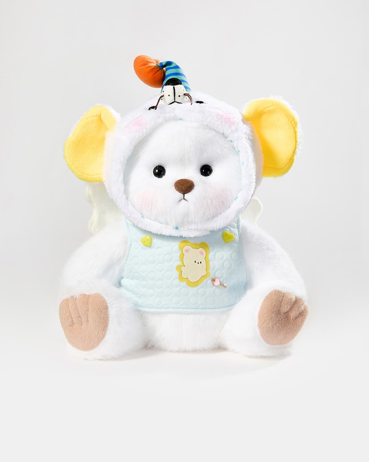 White Long Hair Bear & Angel Big-eared Rat Set - 12 Inches
