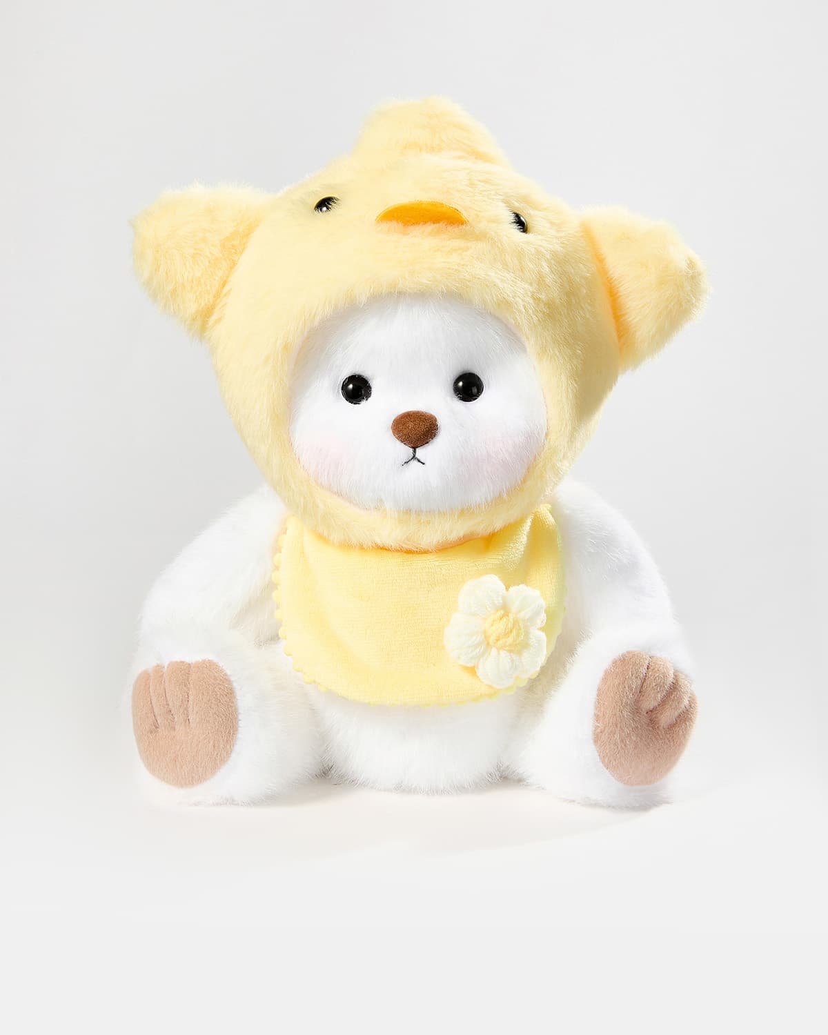 White Long Hair Bear & Yellow Duckling Set - 12 Inches