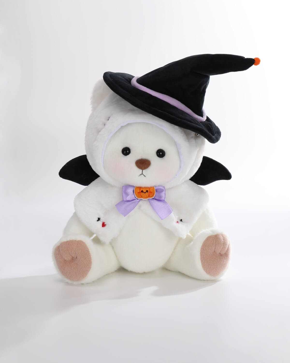 White Short Hair Bear & Halloween Wizard Kitten Cape - 12 Inches
