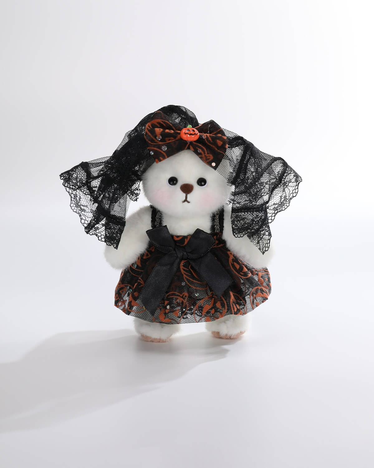 Teddy Bear & Pumpkin Bow Lace Skirt Set - 6 Inches