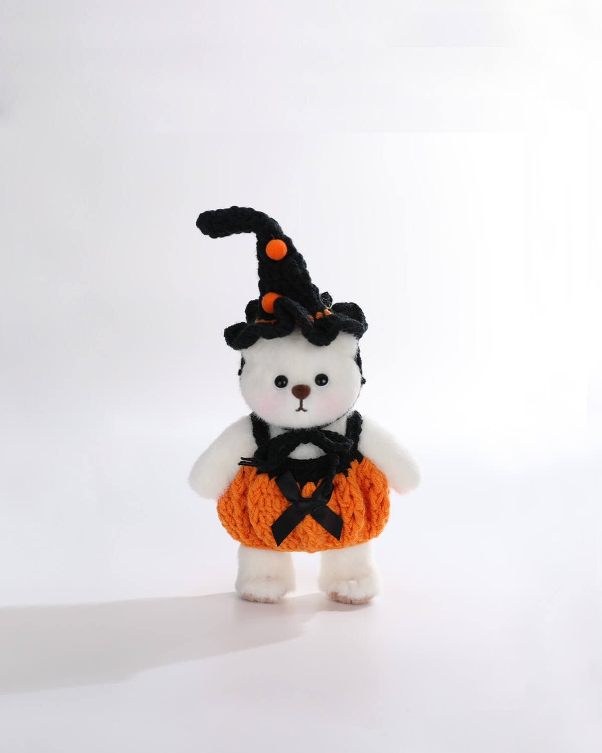 Teddy Bear & Black Wizard Hat With Pumpkin Lantern Skirt - 6 Inches
