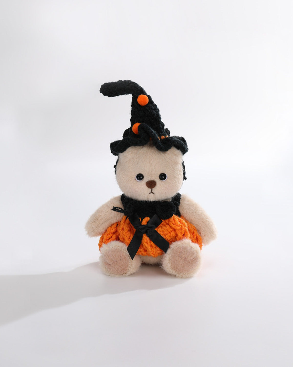 Teddy Bear & Halloween Black Wizard Hat With Pumpkin Lantern Skirt - 6 Inches