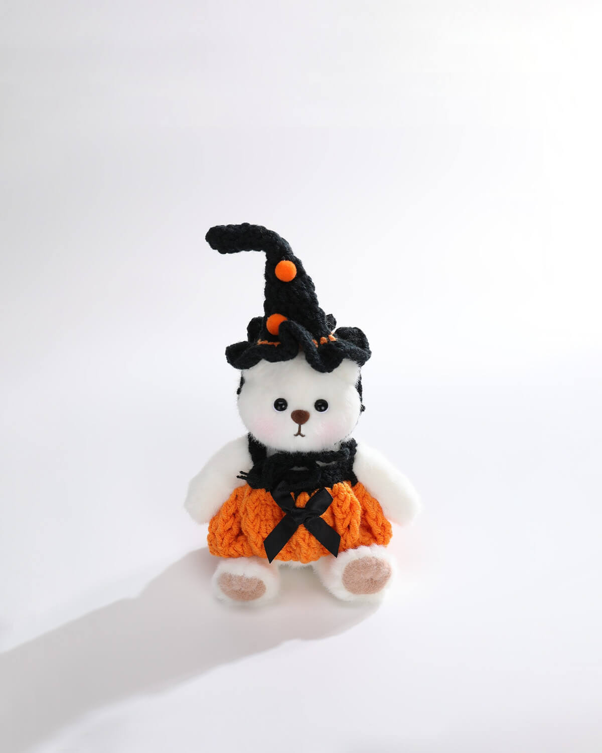 Teddy Bear & Black Wizard Hat With Pumpkin Lantern Skirt - 6 Inches