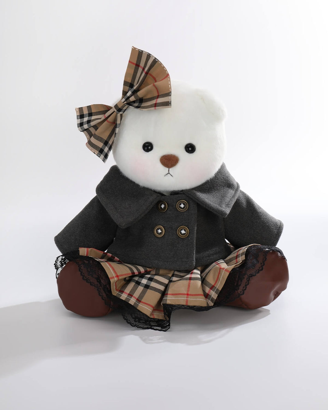 Teddy Bear & Vintage Gray Coat Set - 12 Inches