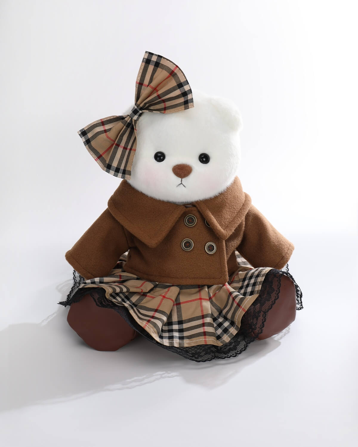 Teddy Bear & Vintage Brown Coat Set - 12 Inches